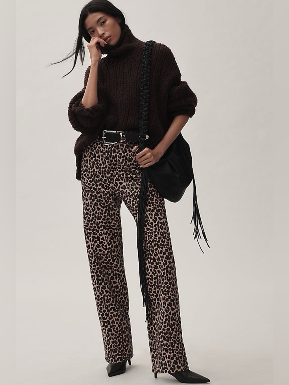 Reformation Cary High Rise Slouchy Straight Leg Leopard Jeans Size 28
